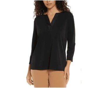 Banana Republic 3/4 Sleeve Top w/ Satin Trim V-Neck Size XL